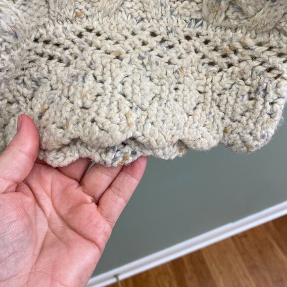 Express Chunky Cable Knit Sweater Handknitted Oversized Womens Small Tan Cozy - Picture 5 of 10